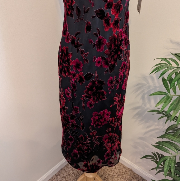 Evan Picone Velvet Floral Evening Dress Black Multicolor Size 6 - Picture 8 of 11